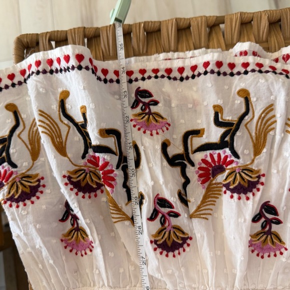 Farm Rio Embroidered Horses Ruffled Mini Dress Off-White Size XL Boho - Picture 8 of 9